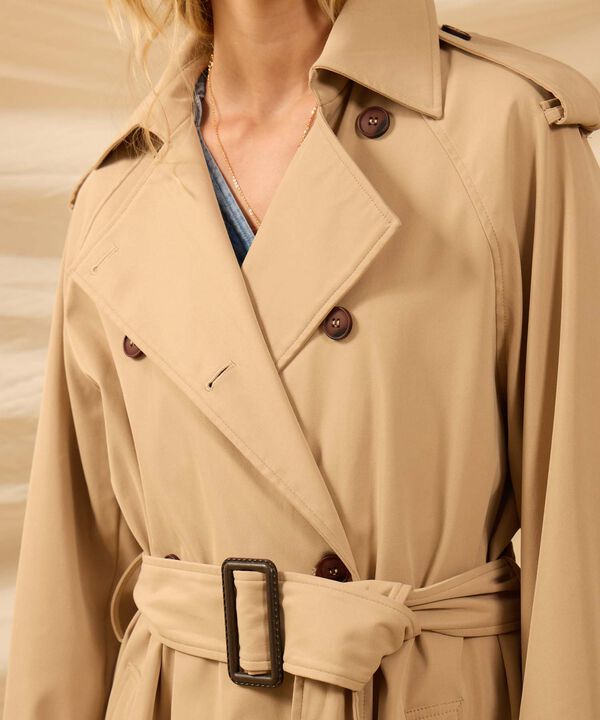 Chaqueta Larga Con Cintur&oacute;n Para Mujer