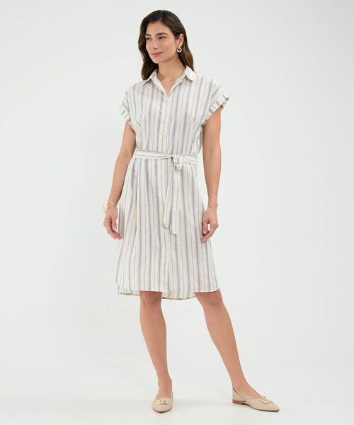 Vestido a Rayas en Efecto Lino image number null