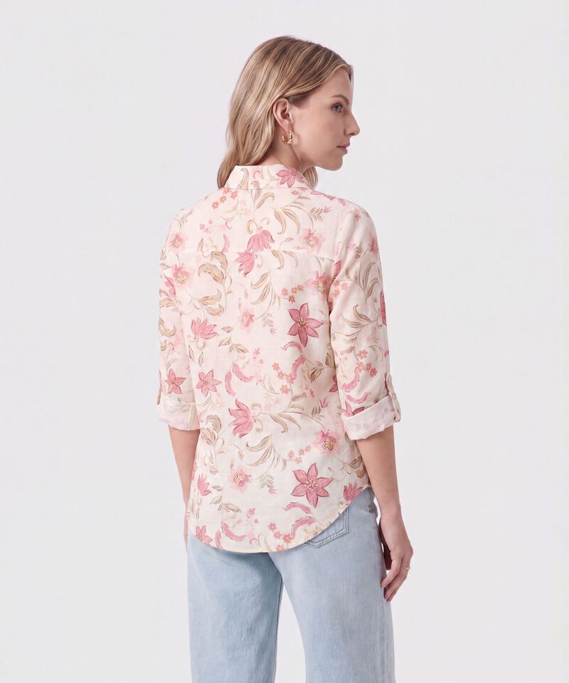 Camisa De Mangas Recogibles Para Mujer