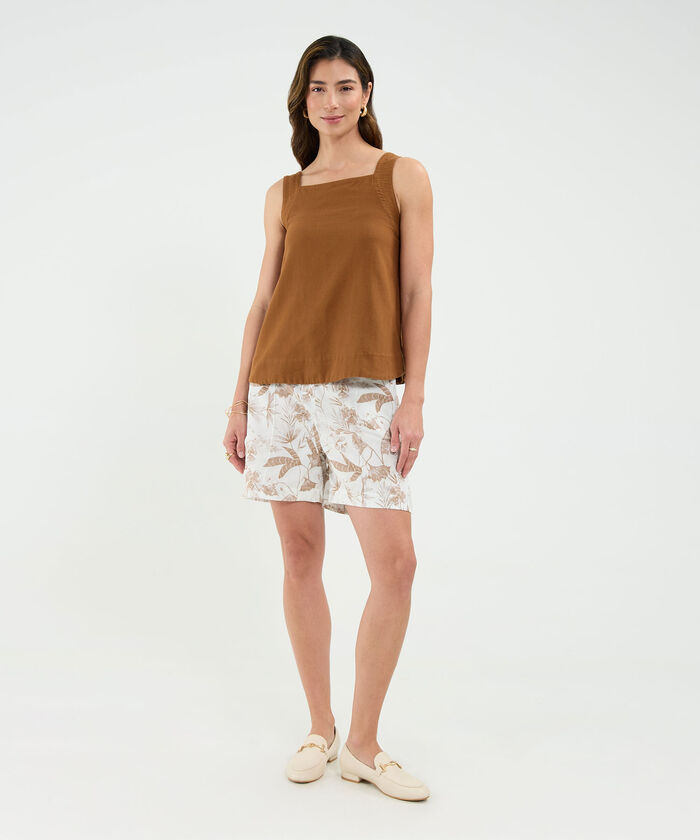 Bermuda Estampada Efecto Lino