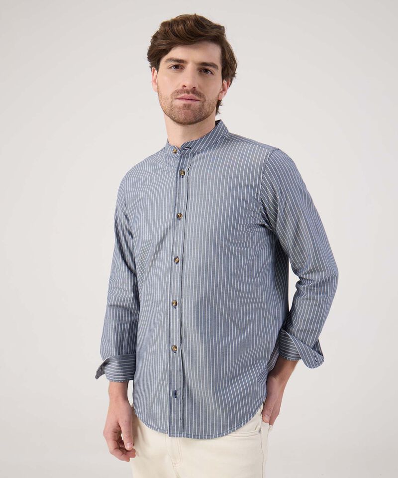 Camisa a rayas cuello mao 