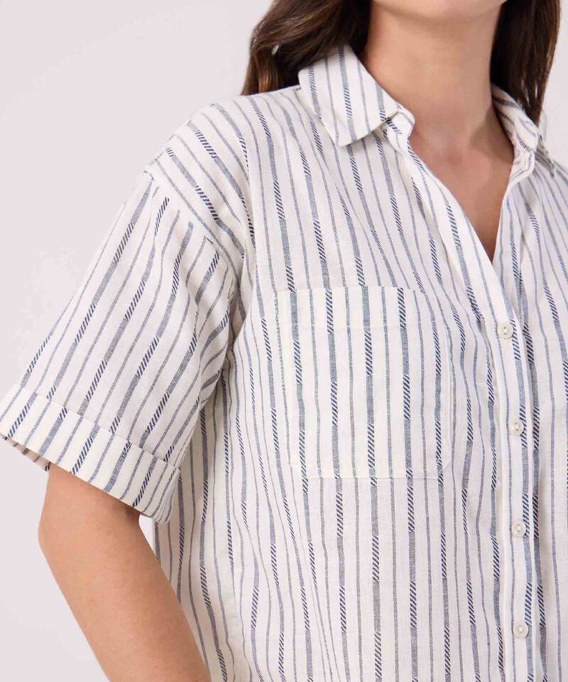 Camisa A Rayas Manga Corta 
