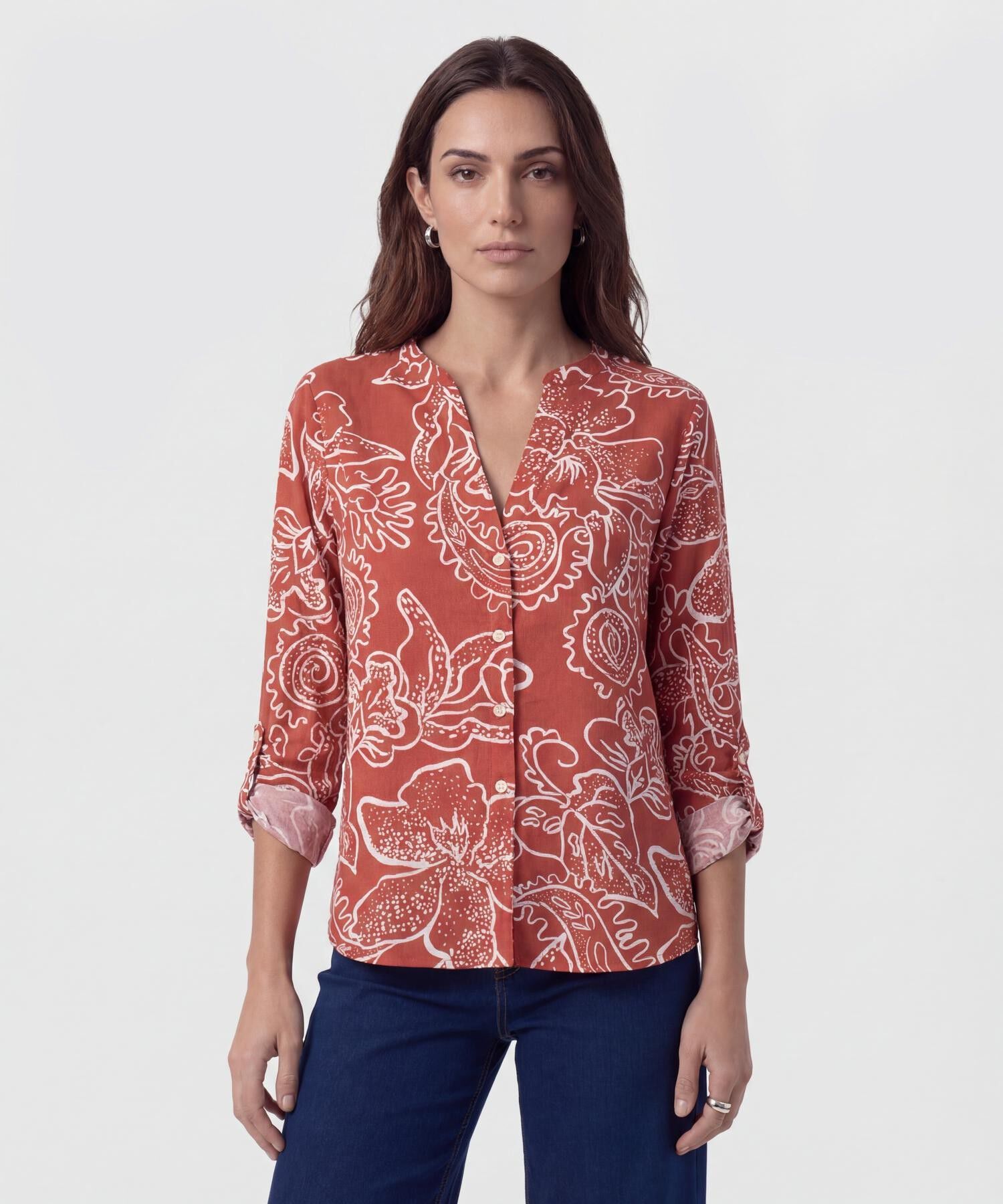 Blusa Fluida Cuello V Para Mujer