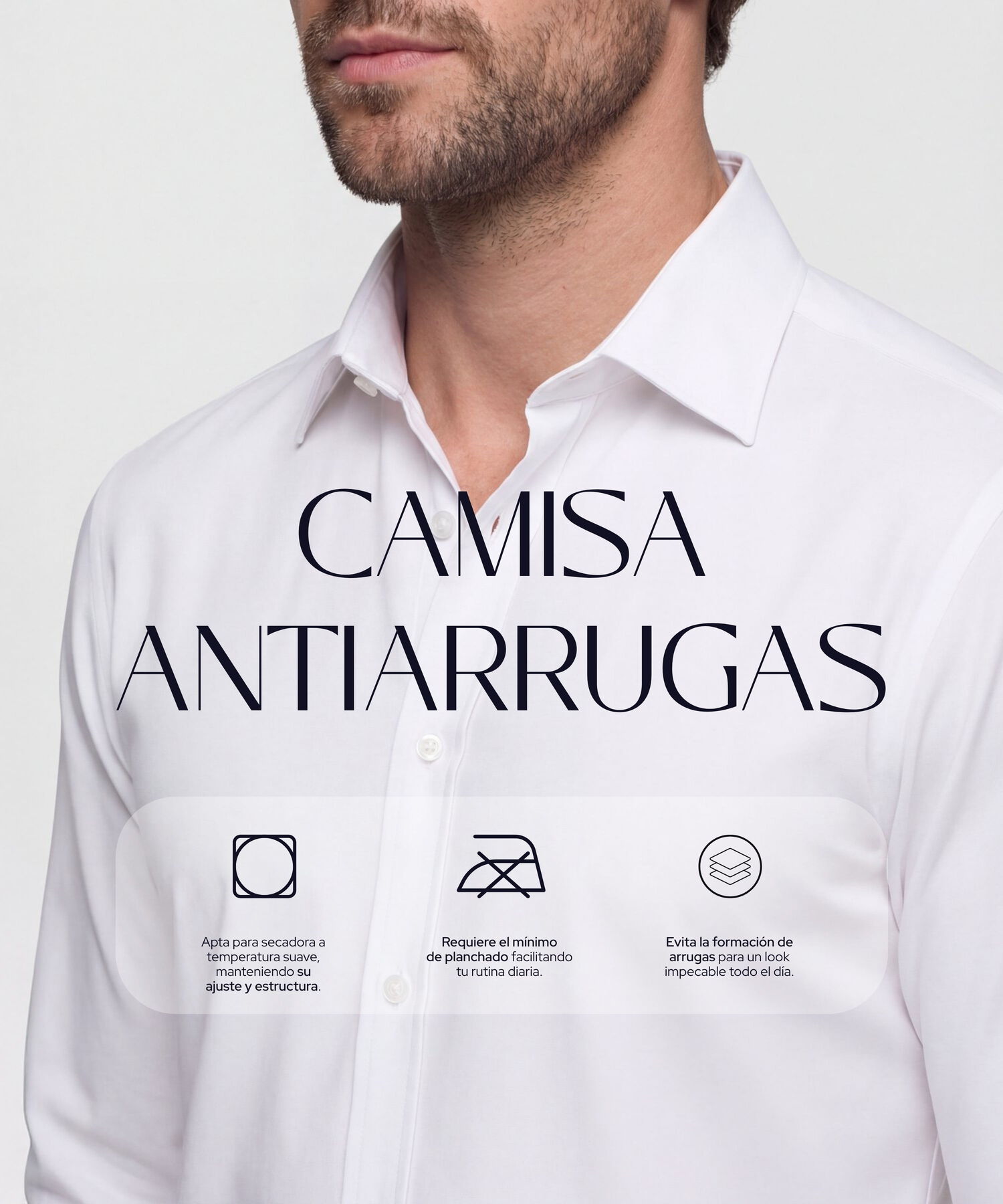 Camisa Unicolor Con Bolsillo Antiarrugas, Blanco, hi-res