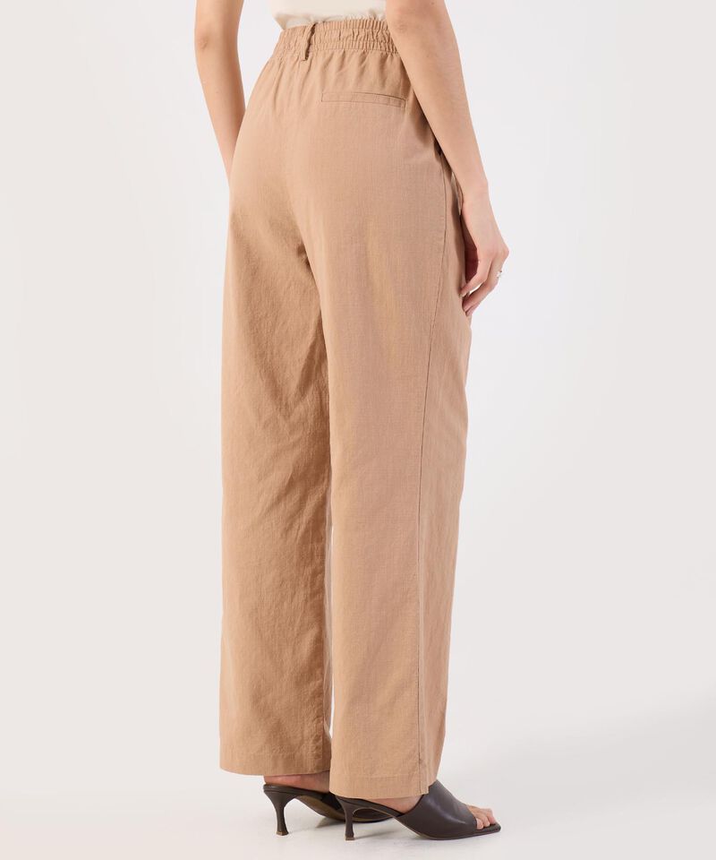 Pantal&oacute;n Ancho Pinzas Lino Color Camel