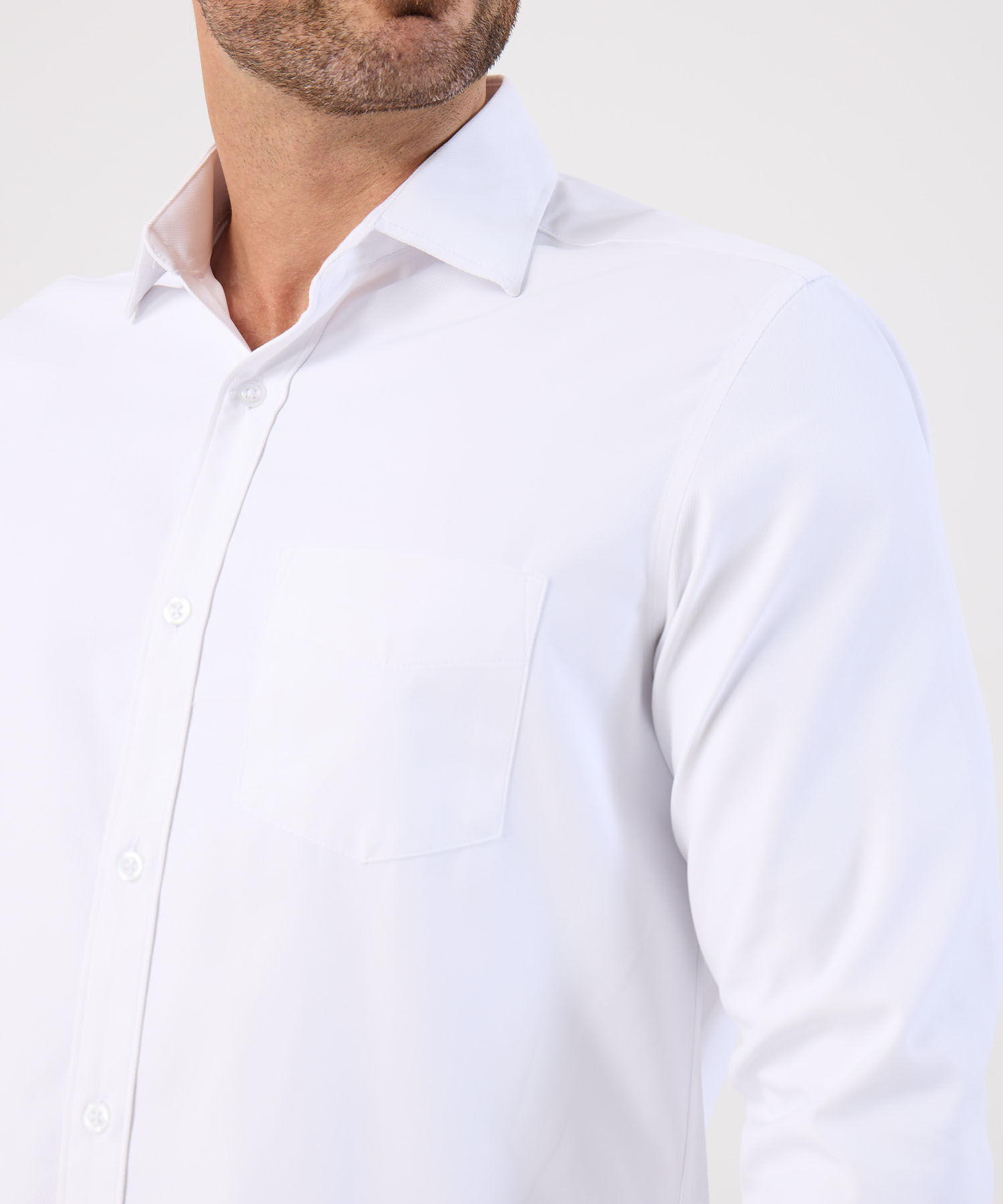 Camisa Formal De Manga Larga Con Bolsillo Para Hombre