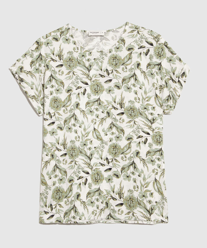 Blusa Estampada en Efecto Lino