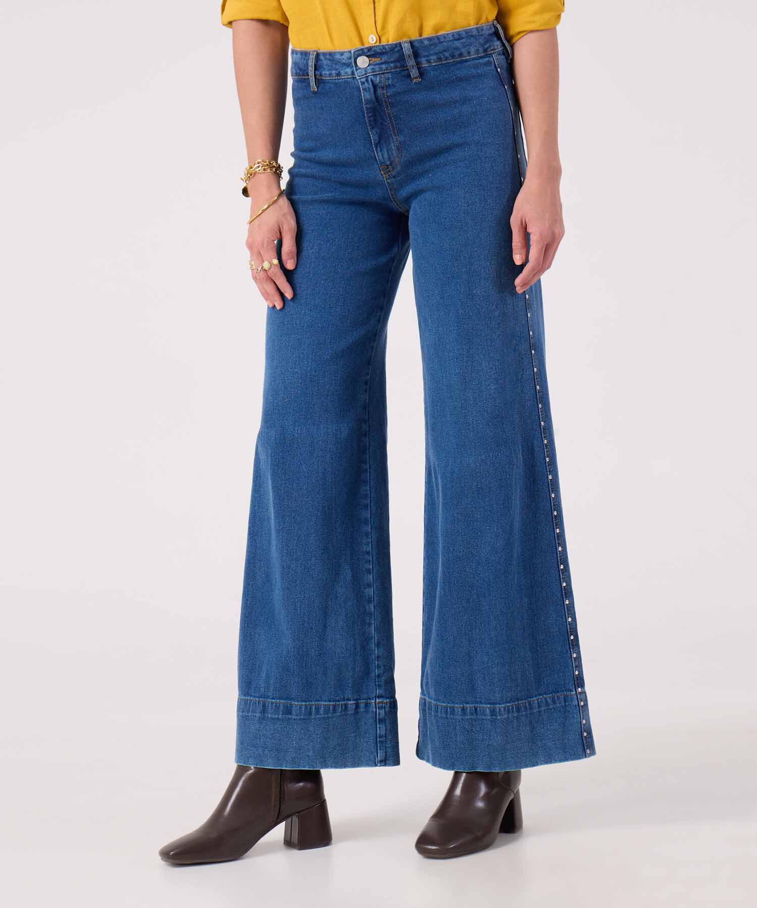 Jeans Wide Leg Tono Azul Medio 