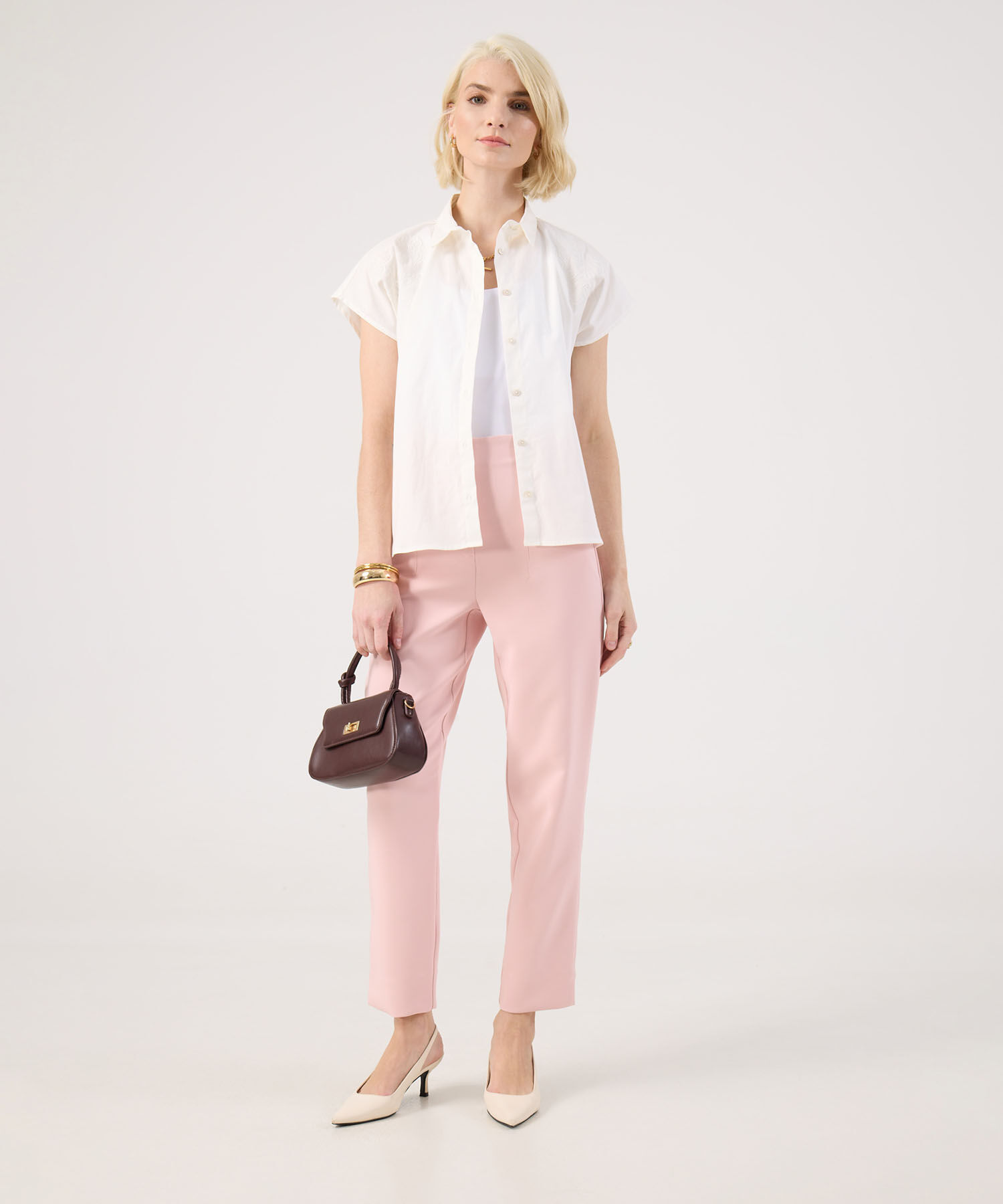 Camisa Unicolor Bordada En Hombros