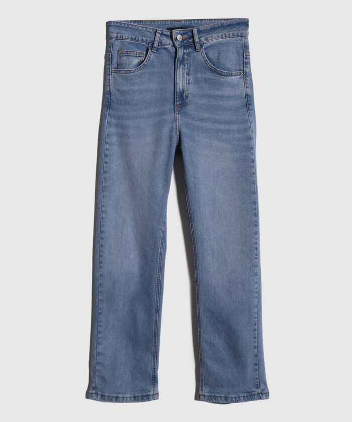 Jean Straight Crop Tono Azul Claro