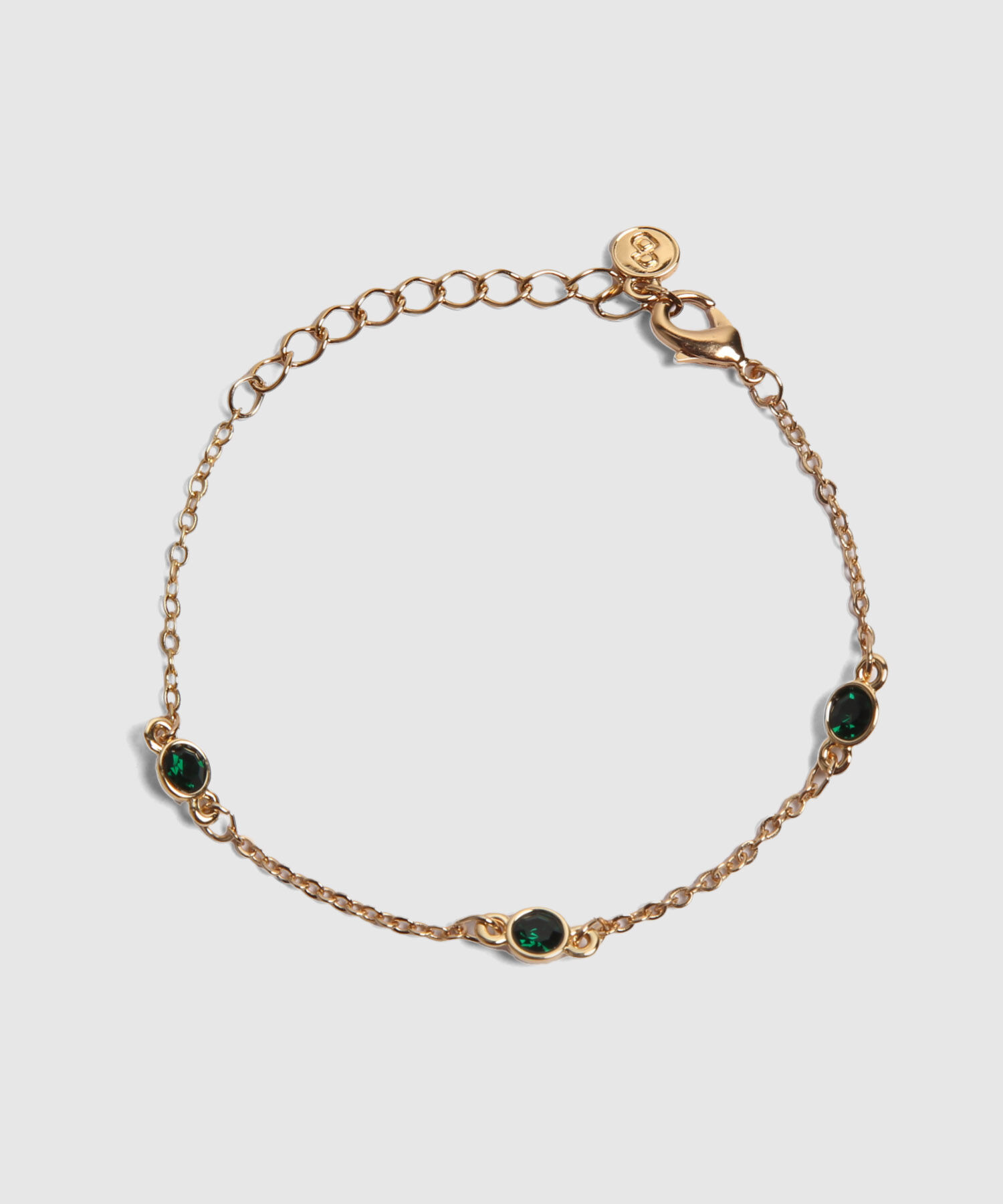 Set X2 Pulseras Doradas Con Detalles Verdes 