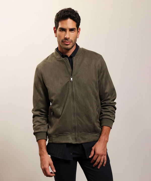Chaqueta Bomber de Tela Lisa para Hombre Casual image number null