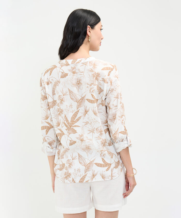 Blusa Estampada en Efecto Lino