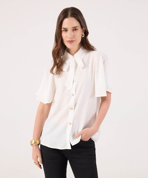 Camisa Unicolor Con Detalle En Cuello  image number null