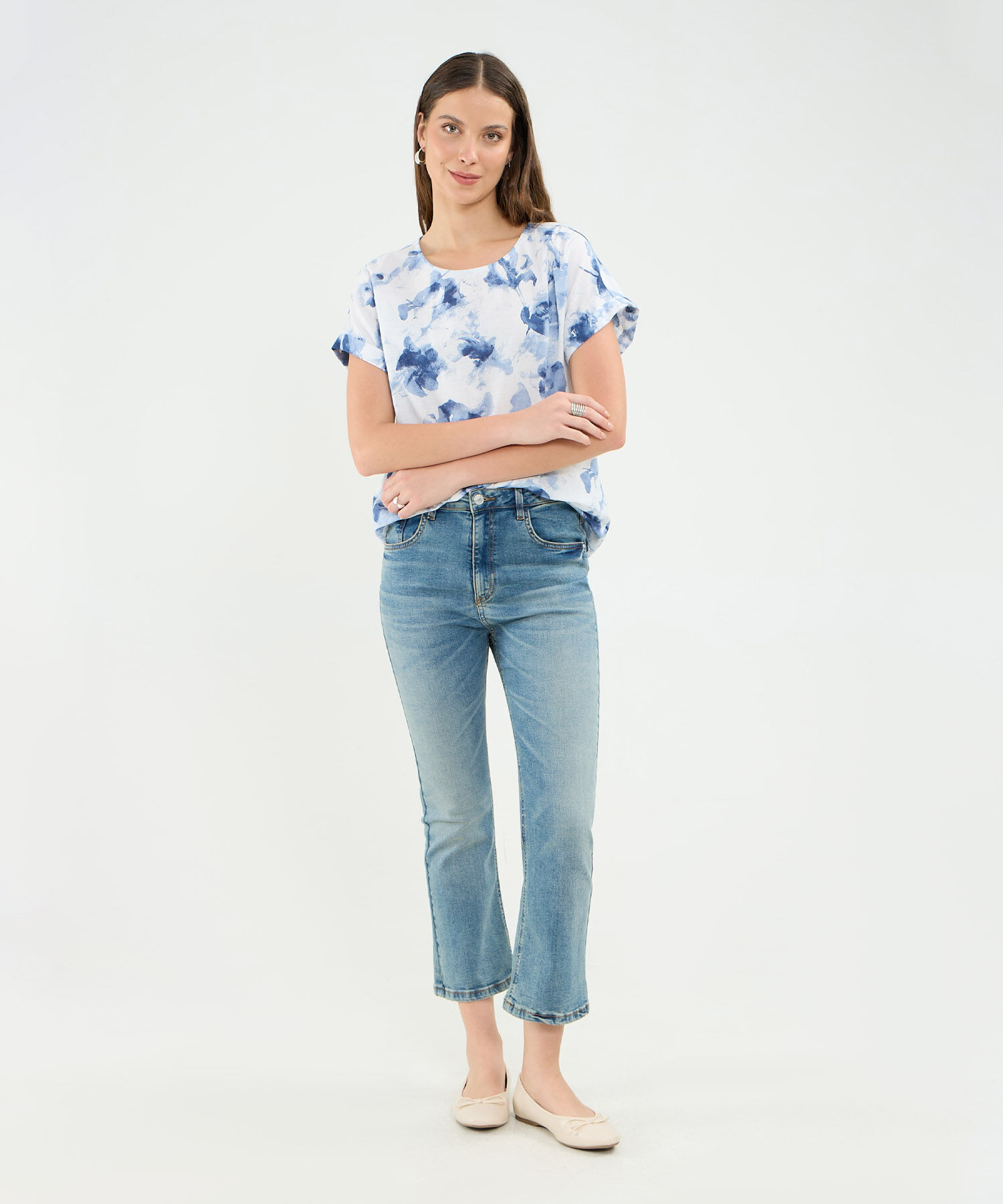 Blusa Manga Corta En Lino Para Mujer