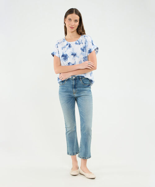 Blusa Manga Corta En Lino Para Mujer image number null