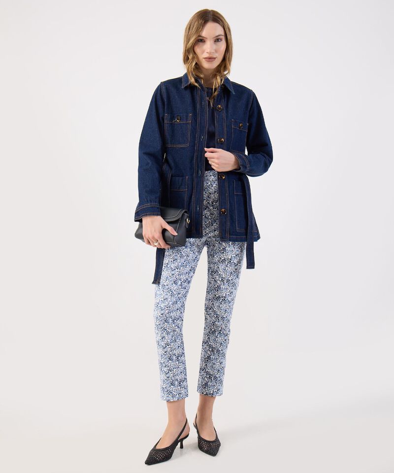 Pantal&oacute;n Slim Fit Estampado Floral Tobillero