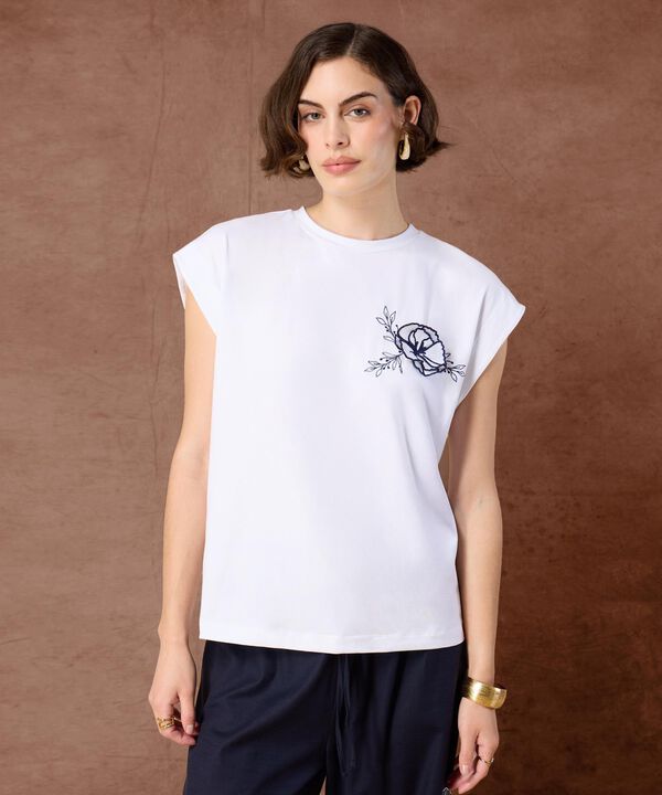 Camiseta Mujer sin Manga con Dise&ntilde;o Bordado image number null
