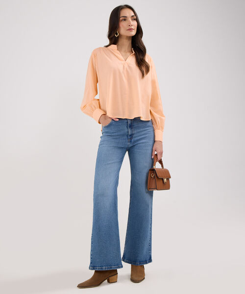 Blusa Unicolor Con Elastico  En Hombro image number null