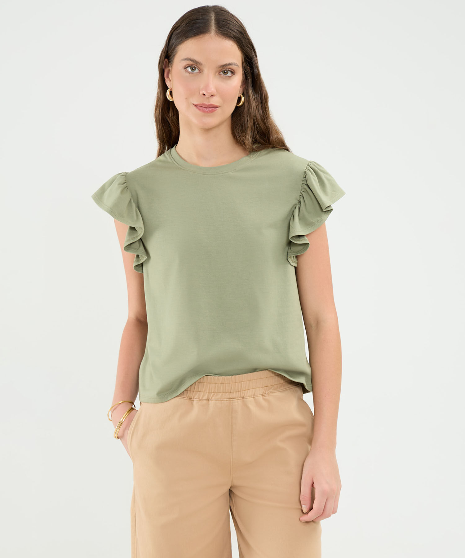 Camiseta Manga Corta Con Boleros Para Mujer