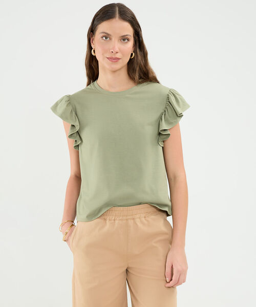 Camiseta Manga Corta Con Boleros Para Mujer image number null