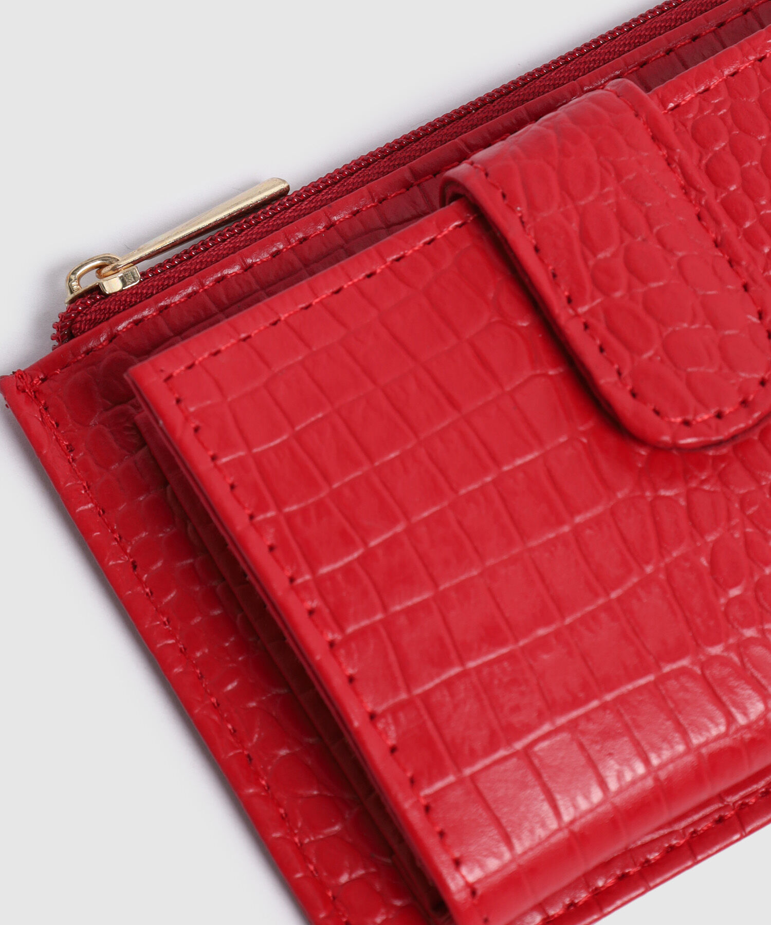 Billetera Compacta Textura Reptil Para Mujer