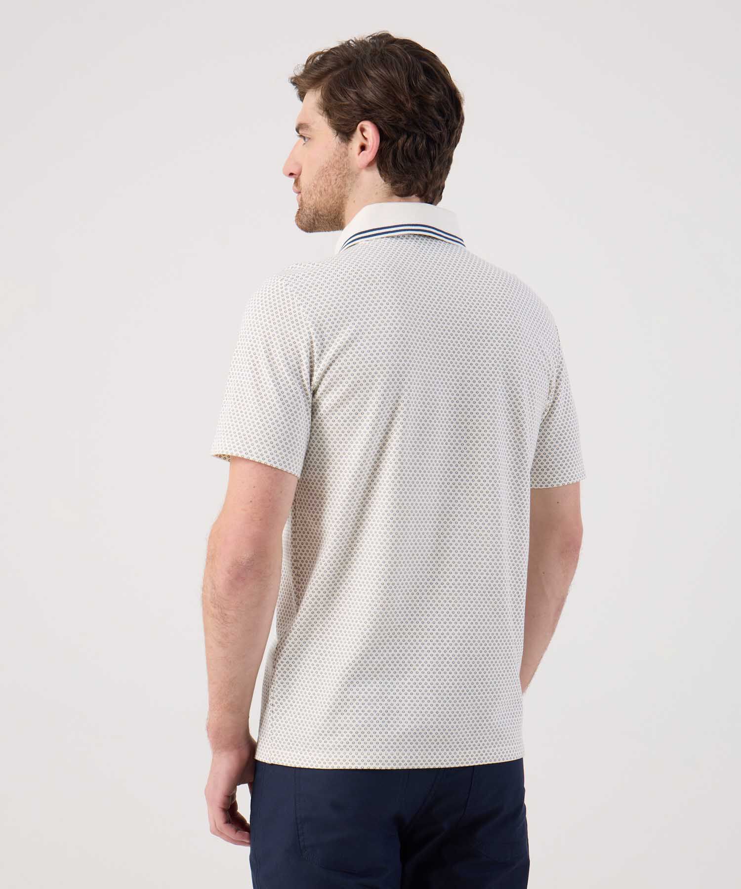 Polo estampada con cuello tejido 