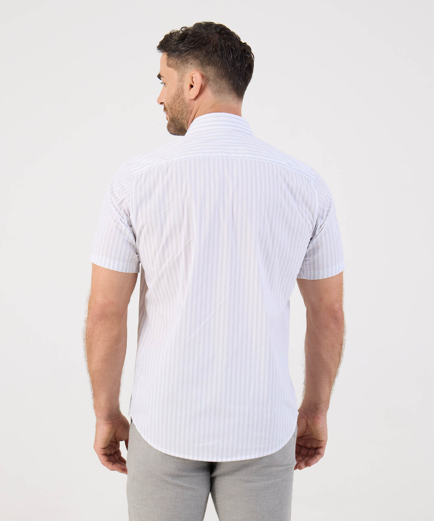 Camisa Casual De Manga Corta A Rayas Para Hombre