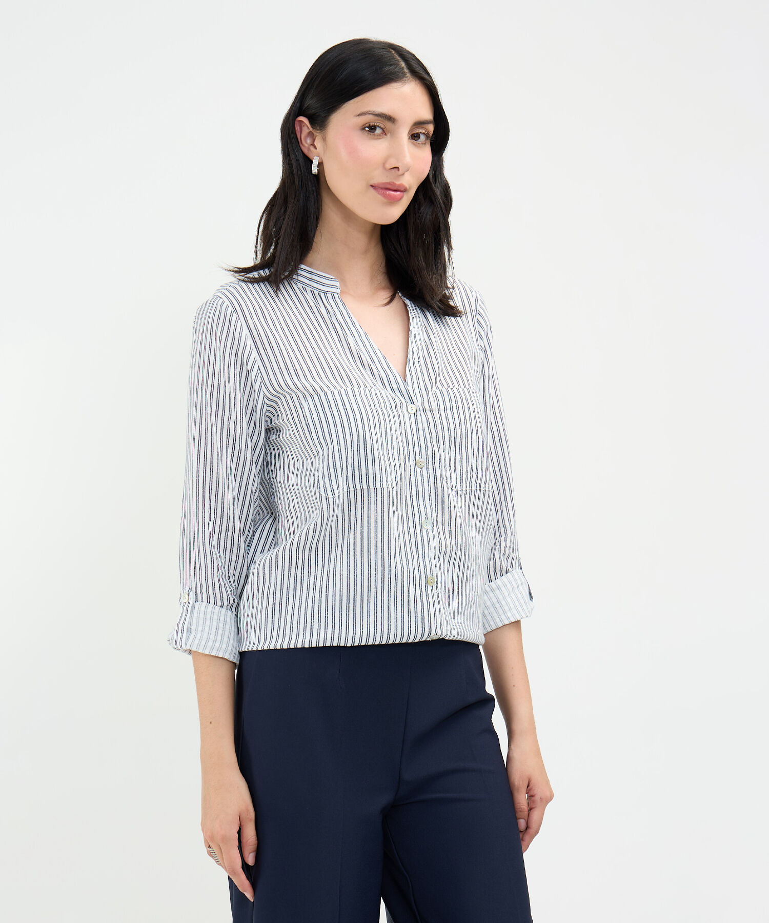 Blusa Estampada en Efecto Lino