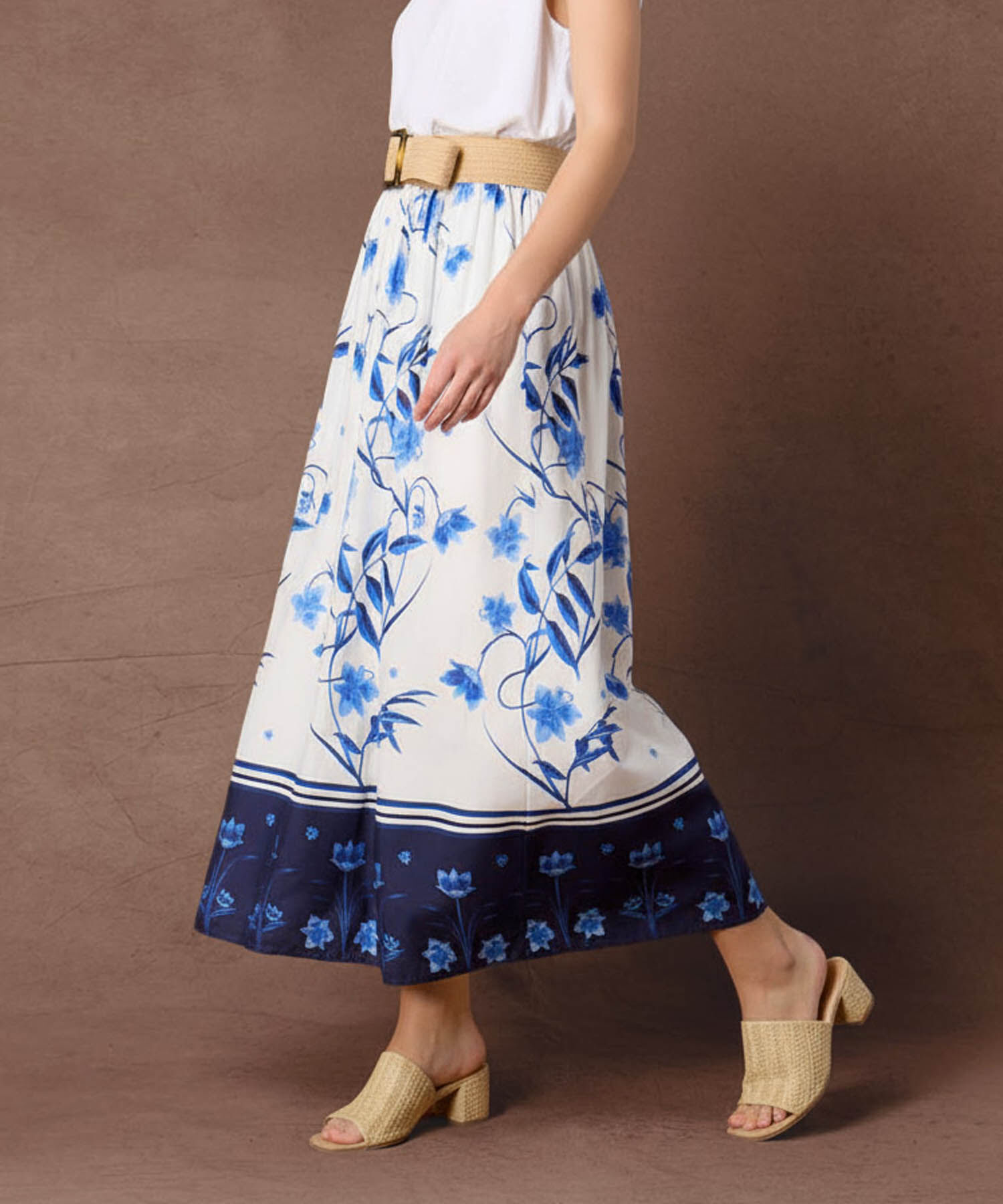 Falda Midi Estampada Para Mujer Dise&ntilde;o Floral Veraniego