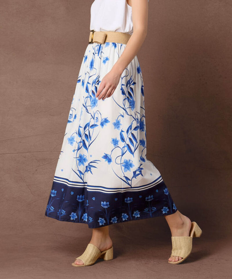 Falda Midi Estampada Para Mujer Dise&ntilde;o Floral Veraniego