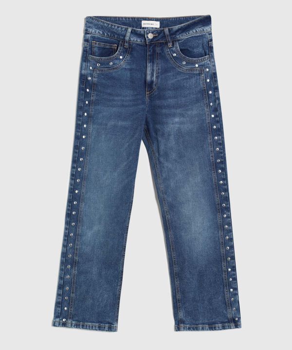 Jean Recto con Apliques Laterales para Mujer image number null