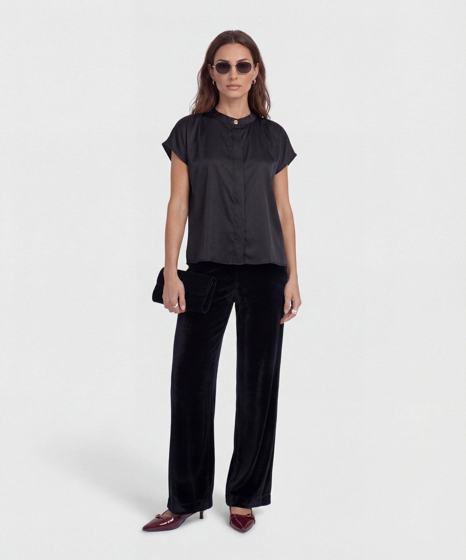 Pantalon Con Textura Unicolor 