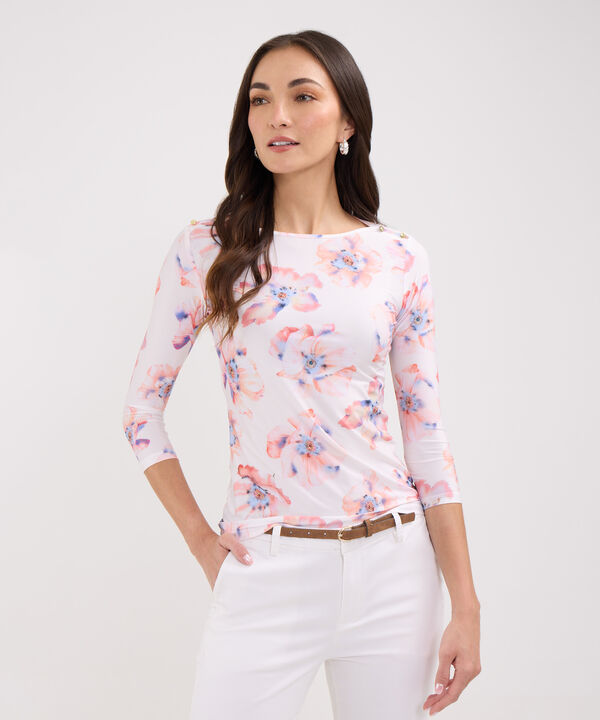 Camiseta Manga 3/4 Con Botones En Hombro image number null