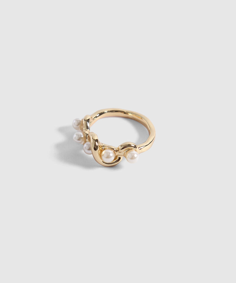 Anillo Dorado con Perlas