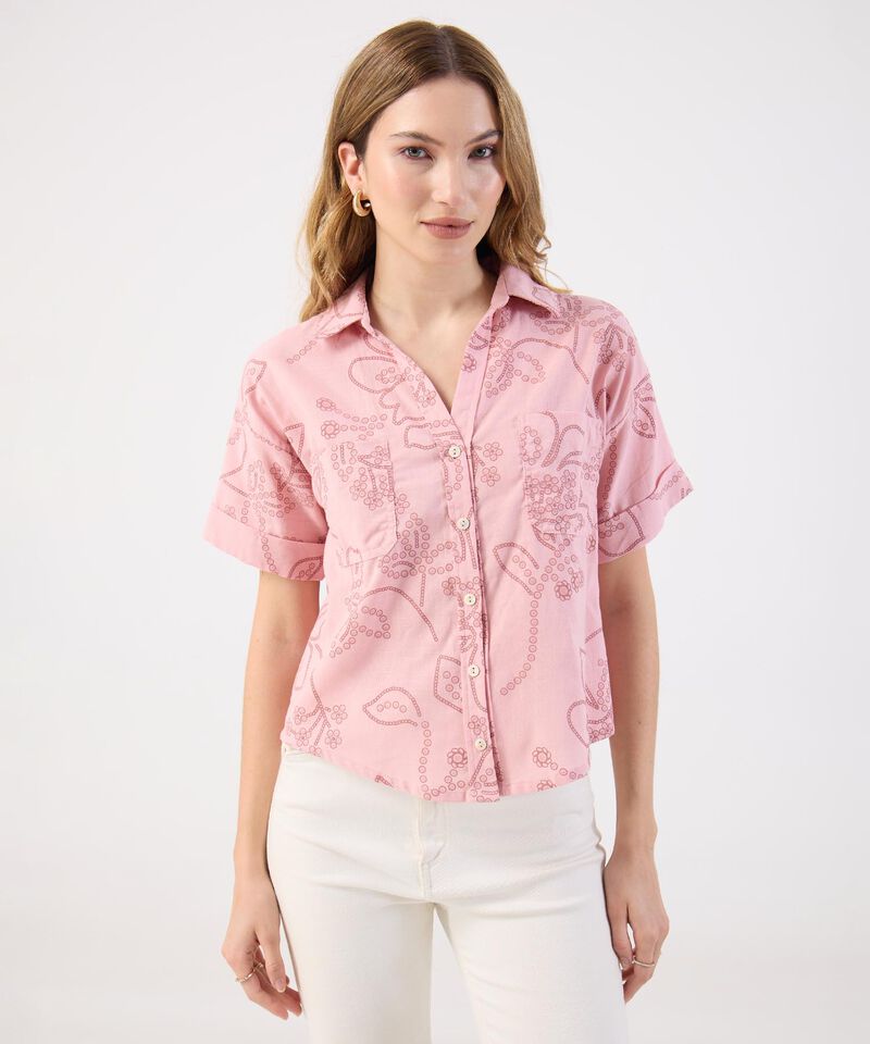 Blusa Rosa con Estampado Delicado