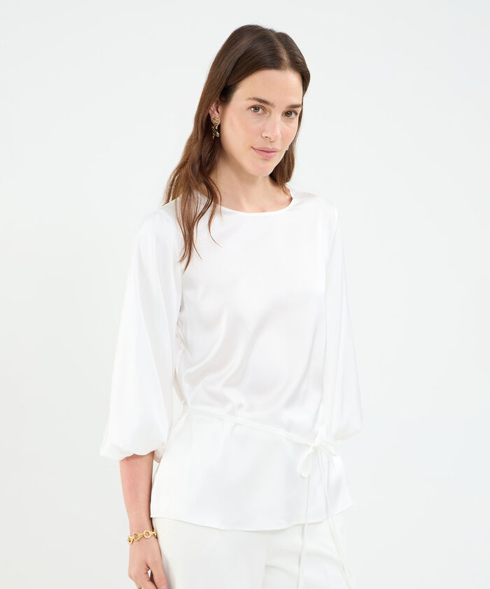 Blusa manga 3/4 bombacha unicolor para mujer