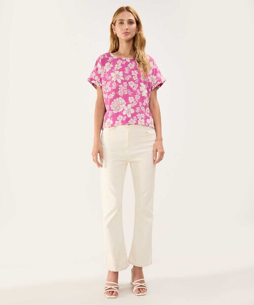 Blusa Estampada en Efecto Lino image number null