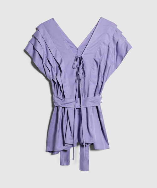 Blusa Manga Sisa Con Alforzas Y Cinturon