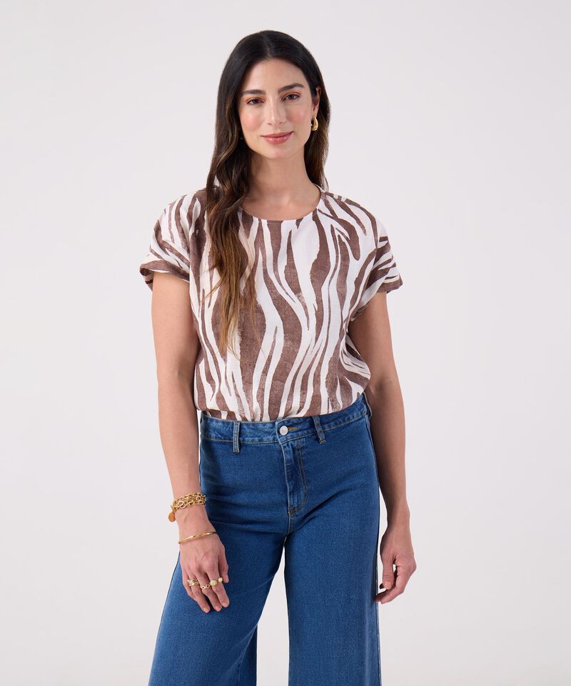 Blusa Estampada Cuello Redondo 