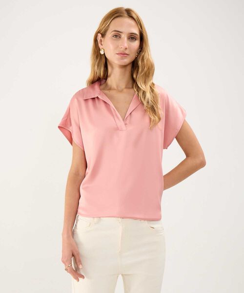 Blusa Satinada Escote en V image number null