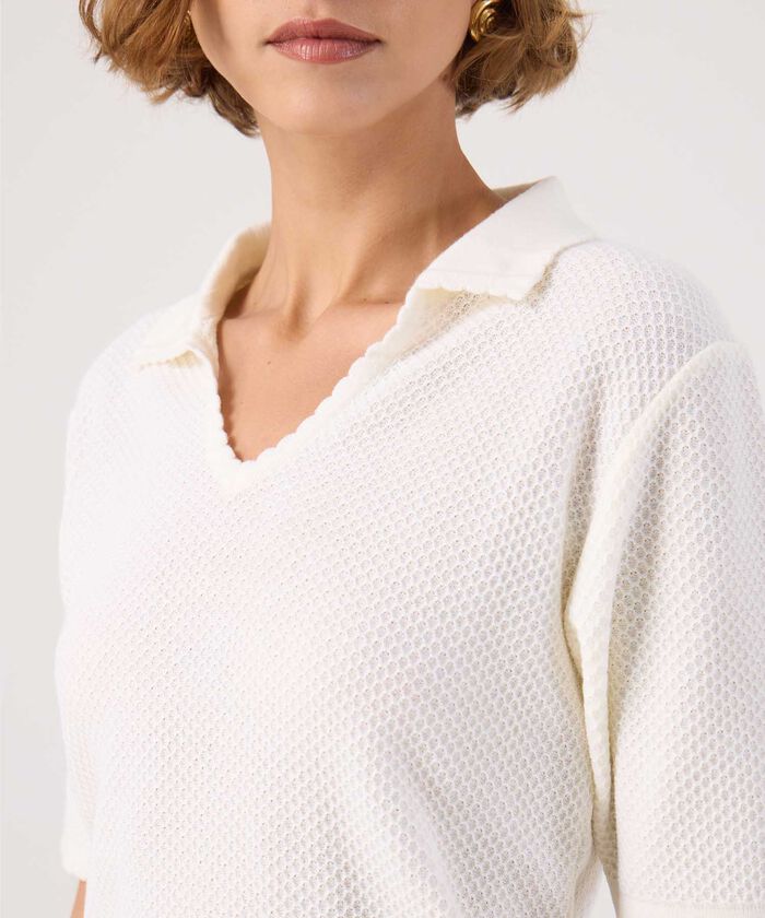 Polo texturizada unicolor 