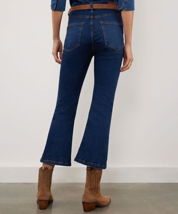 Jean Cropped Flare Tono Azul Oscuro