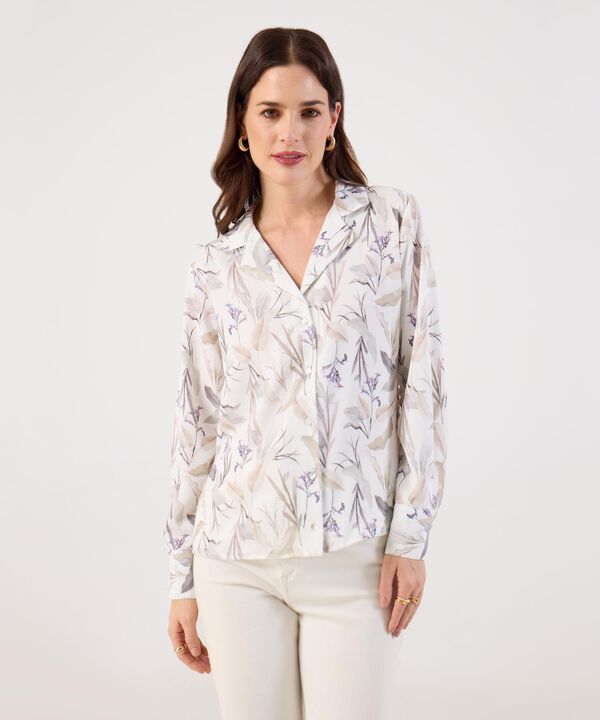 Blusa Camisera de Manga Larga con Estampado para Mujer image number null