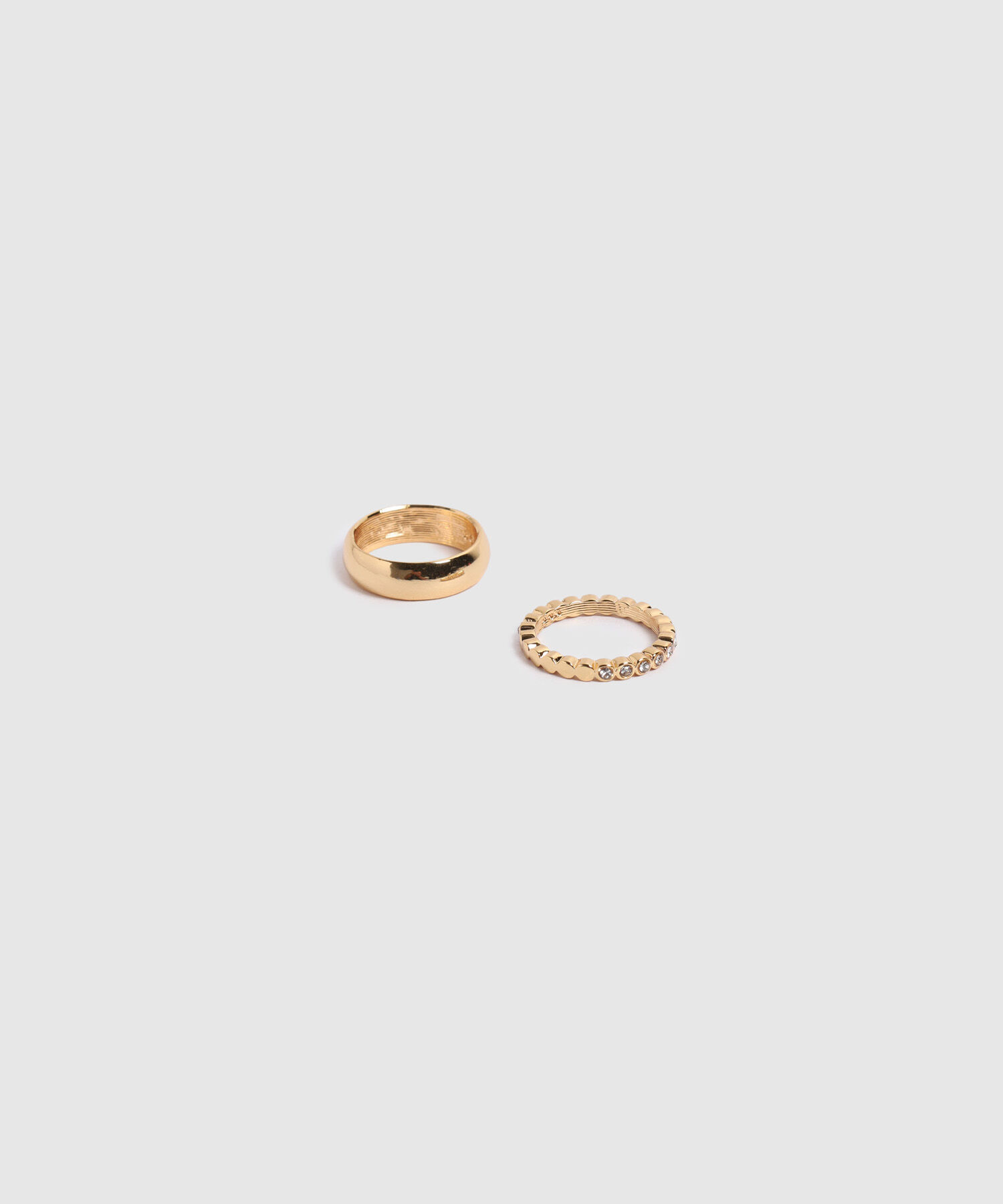 Set de Anillos Grueso y Delgado con Gema Para Mujer