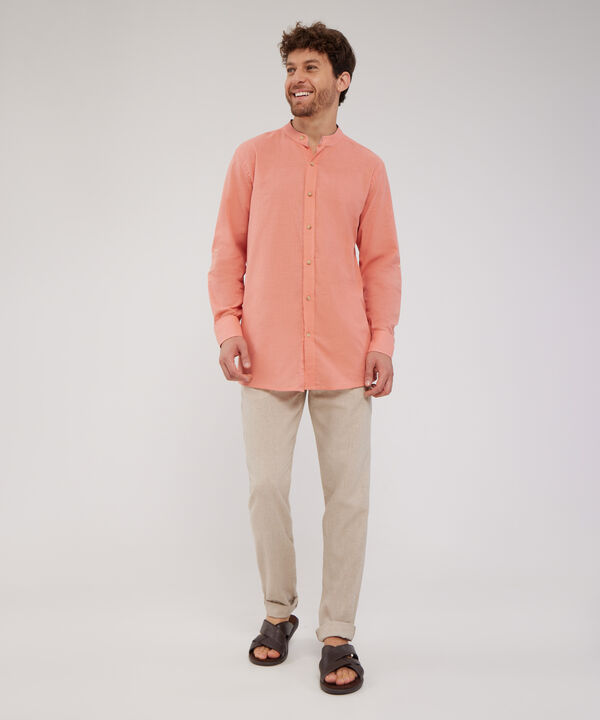 Camisa Manga Larga Cuello Mao Unicolor