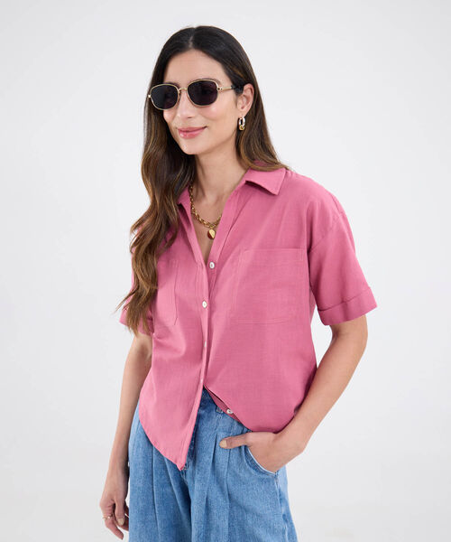 Camisa Unicolor Con Bolsillos En Frente image number null