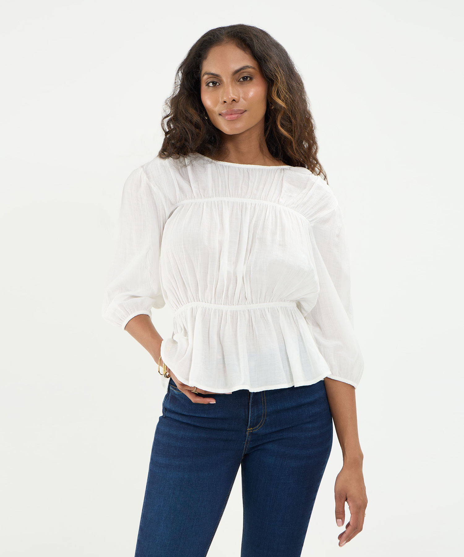 Blusa Texturizada Con Encauchado Para Mujer
