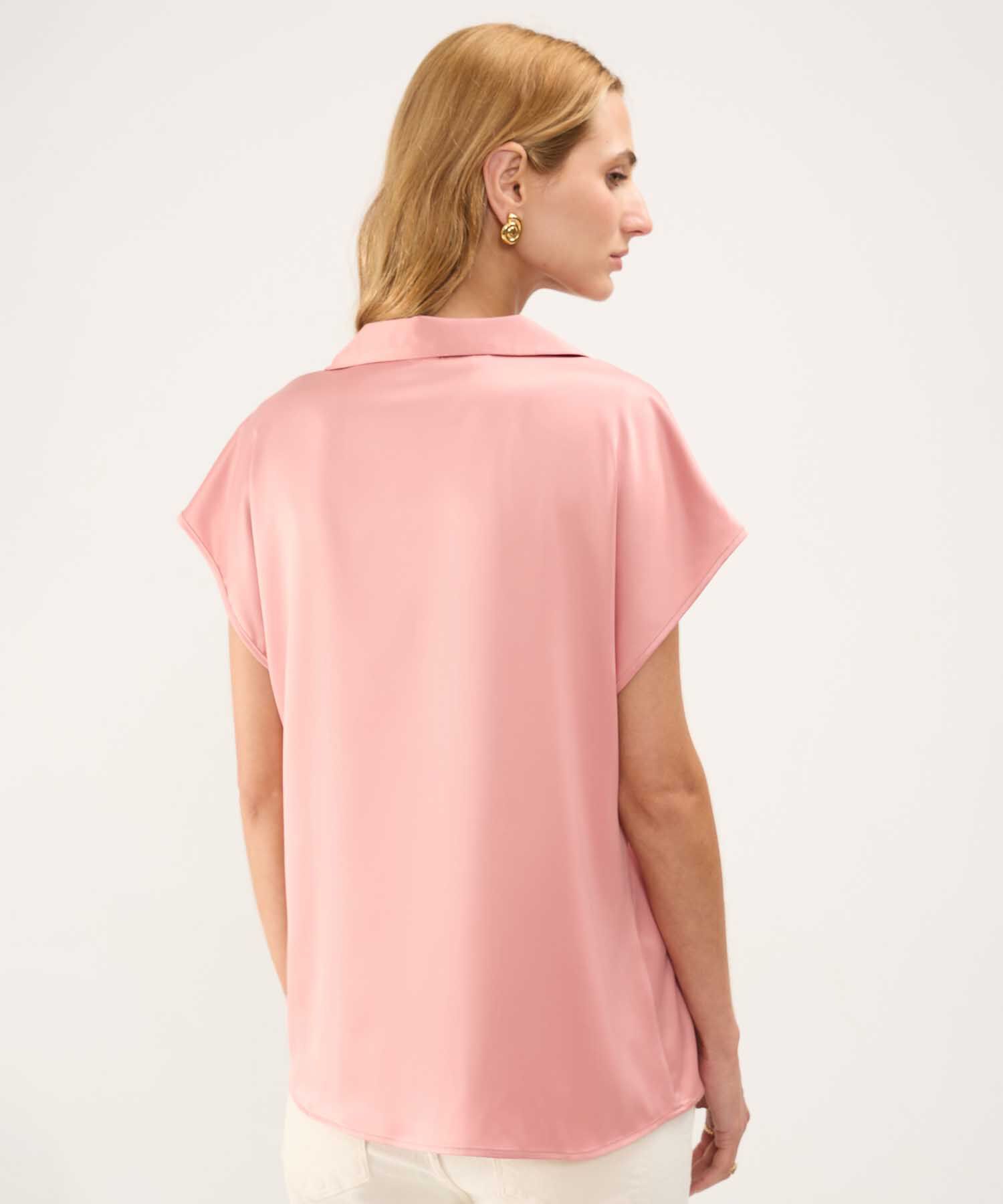 Blusa Satinada Escote en V
