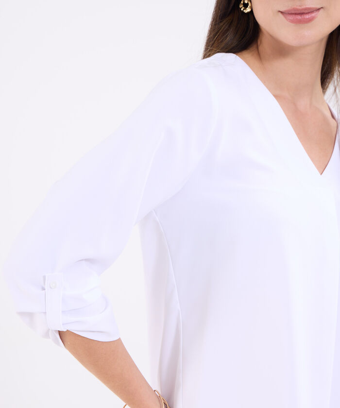 Blusa manga 3/4 unicolor para mujer